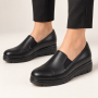 pantofi dama negri din piele naturala cu platforma joasa si elastic lateral NA270NP Ciucaleti